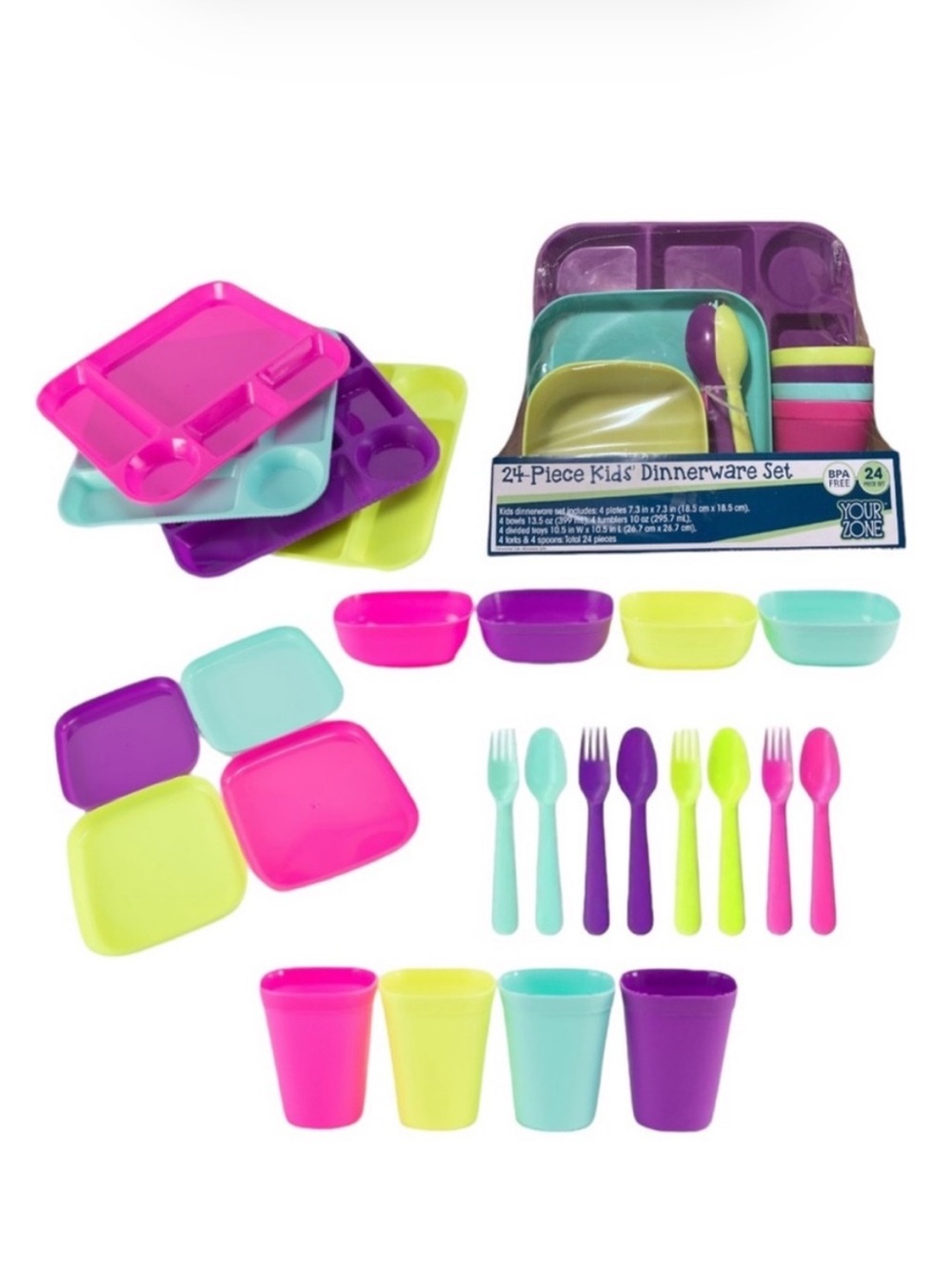 Your Zone 24 Piece Kids Dinnerware Set